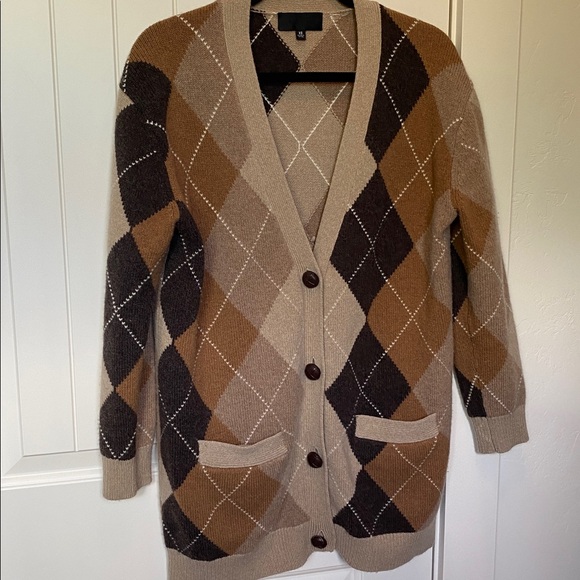 Nili Lotan Argyle Knit in Brown and Cream - Picture 1 of 5